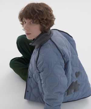 Fleece quilted reversible jumper_melange gray