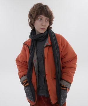 Fleece quilted reversible jumper_orange