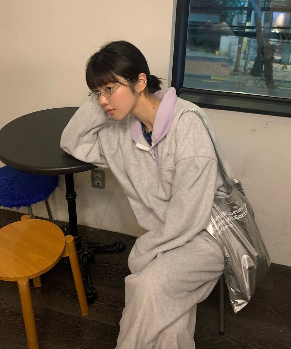 바니쉬먼트(VANISHMENT) Fleece pullover half zip-up_white melange