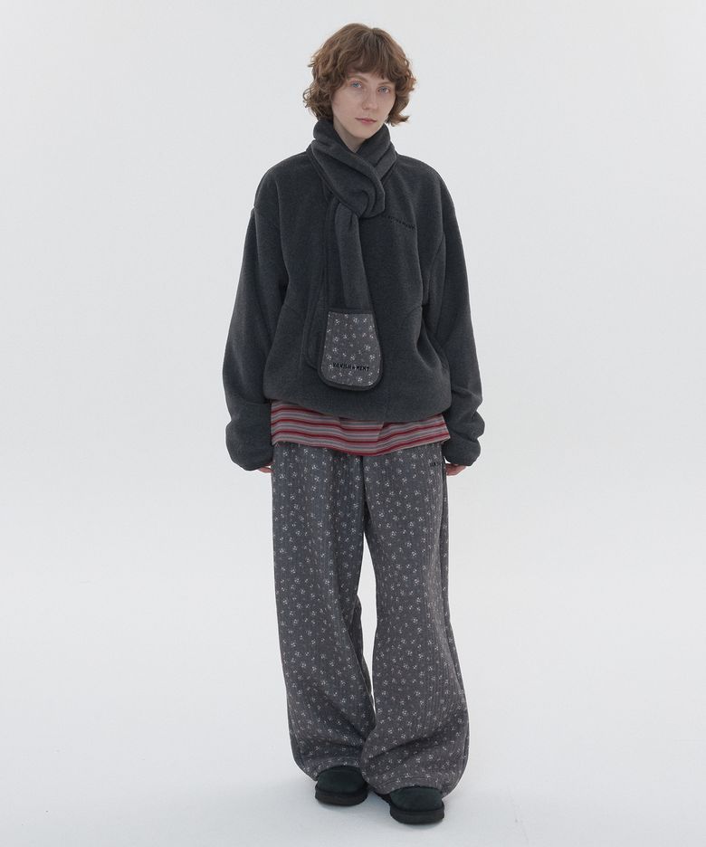 Flower quilted pants_charcoal