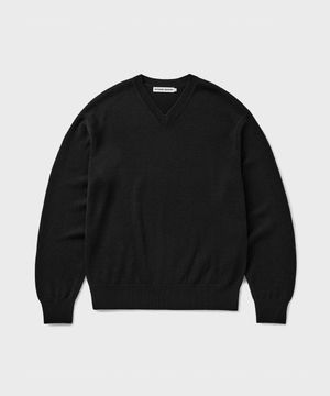[SUPERIOR] CLOUD SUPERFINE V-NECK KNIT [BLACK]