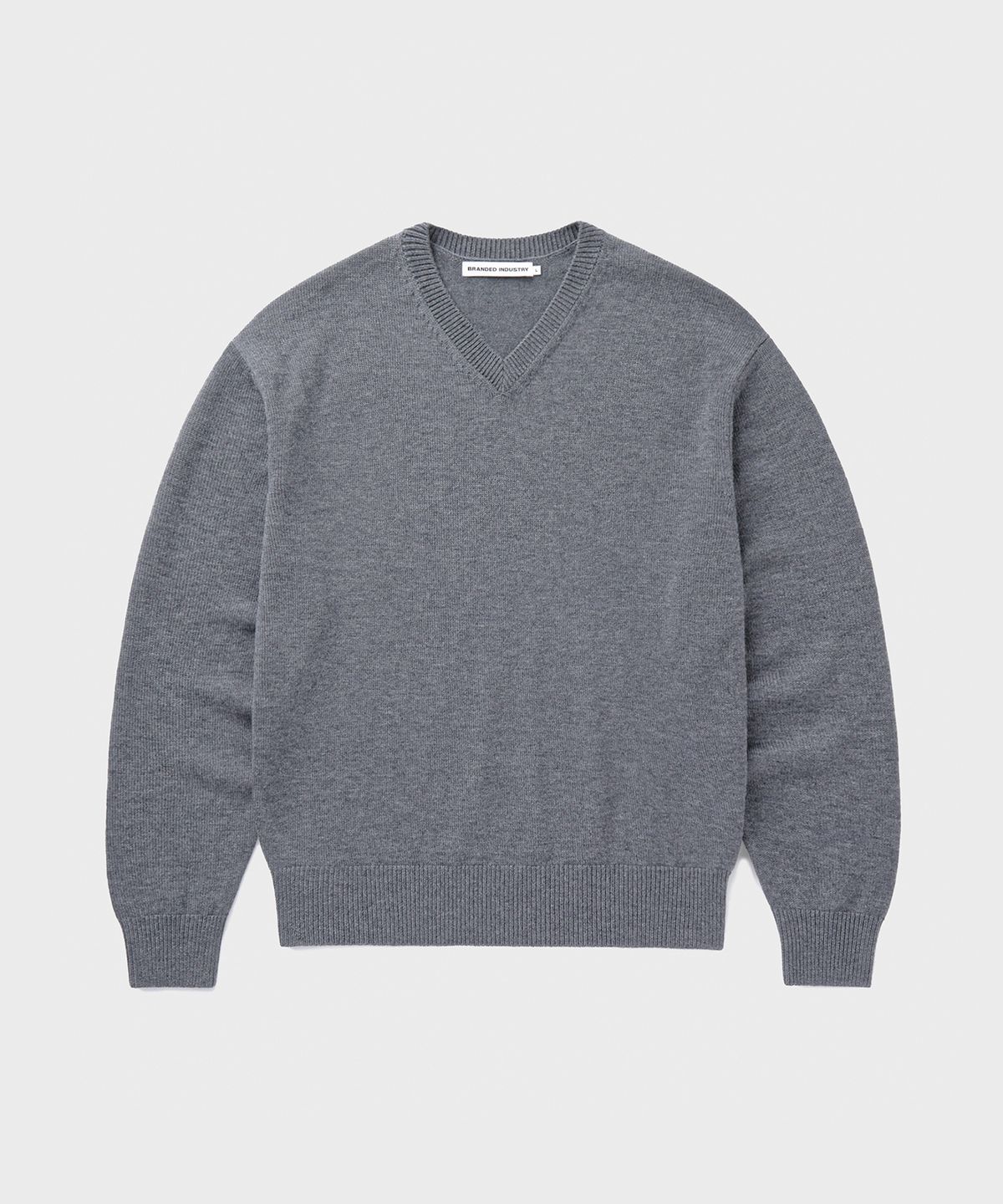 브랜디드(BRANDED) [SUPERIOR] CLOUD SUPERFINE V-NECK KNIT [MELANGE GRAY]