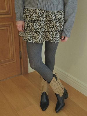 [허리밴딩o/속바지 내장]레오파드 퍼피 티어드 스커트 2colors