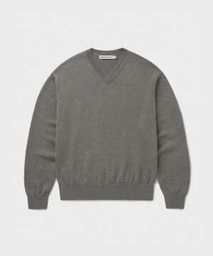 [SUPERIOR] CLOUD SUPERFINE V-NECK KNIT [TAUPE GRAY]