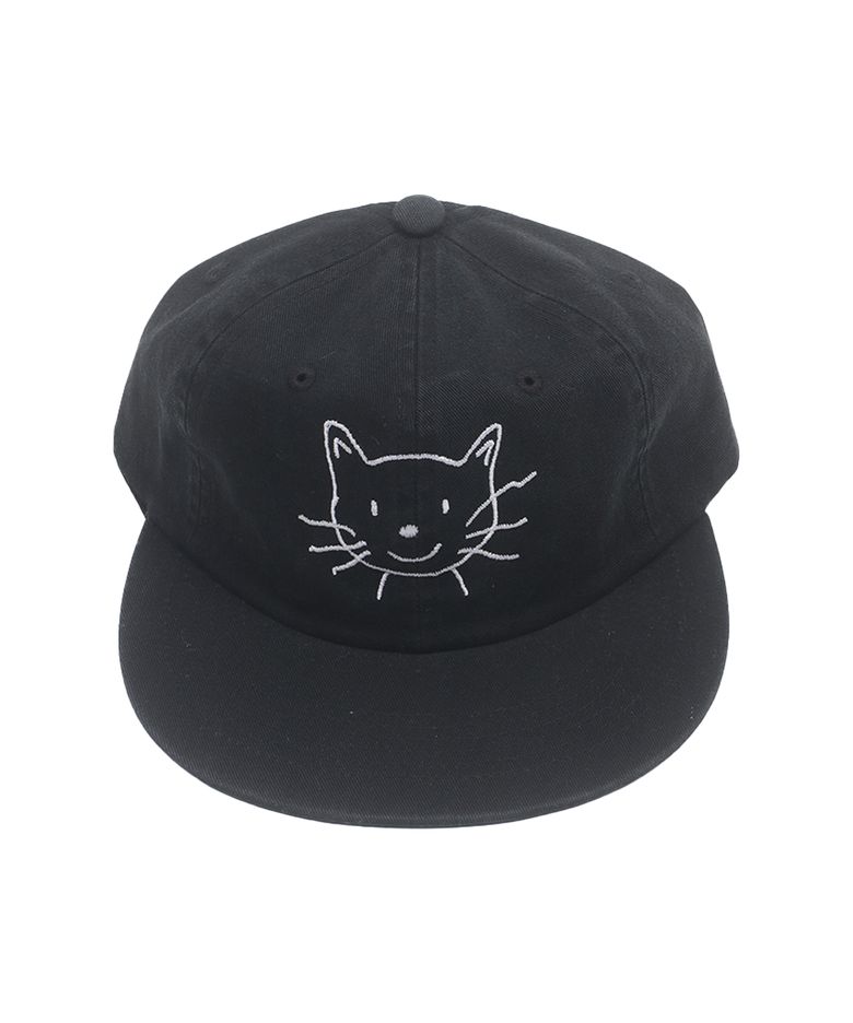 CAT FACE WASHED CAP (BLACK)