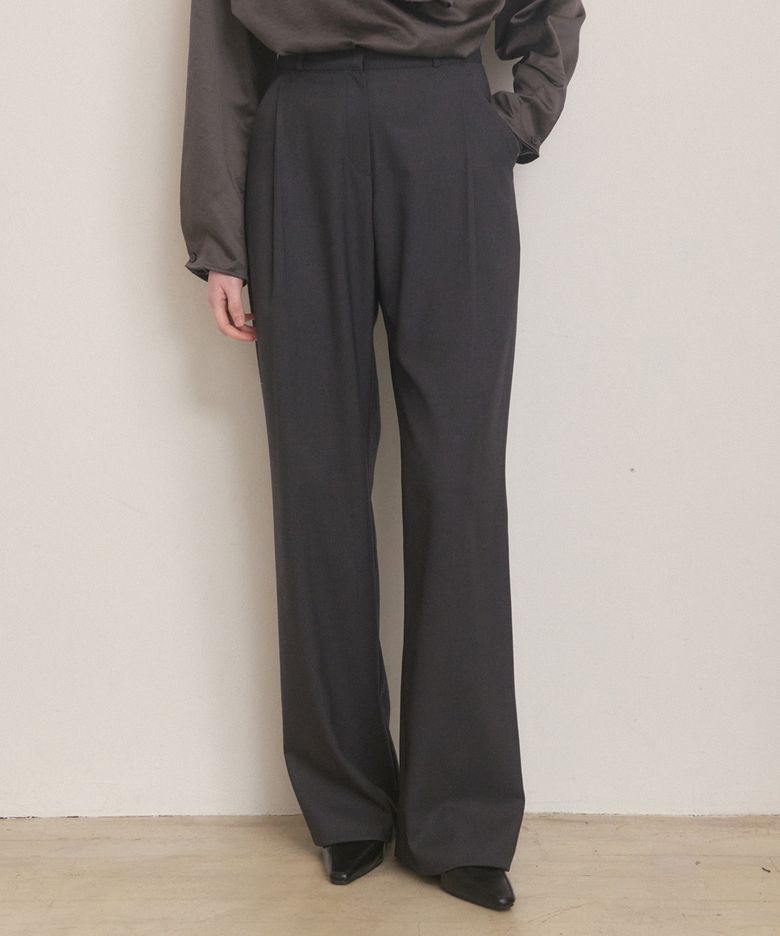 Winter pintuck straight fit slacks - charcoal