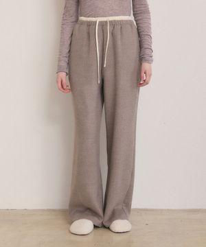 Banding string layered slacks - beige