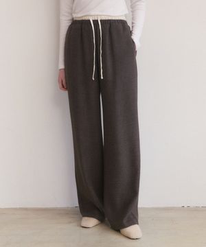 Banding string layered slacks - brown