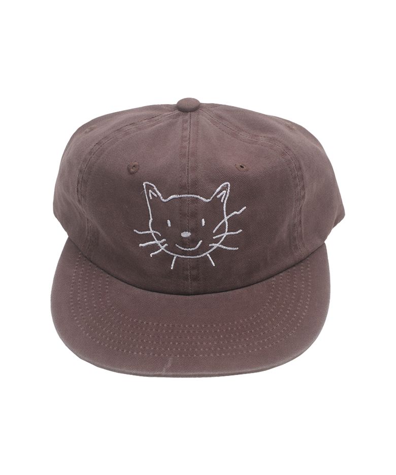 CAT FACE WASHED CAP (BROWN)