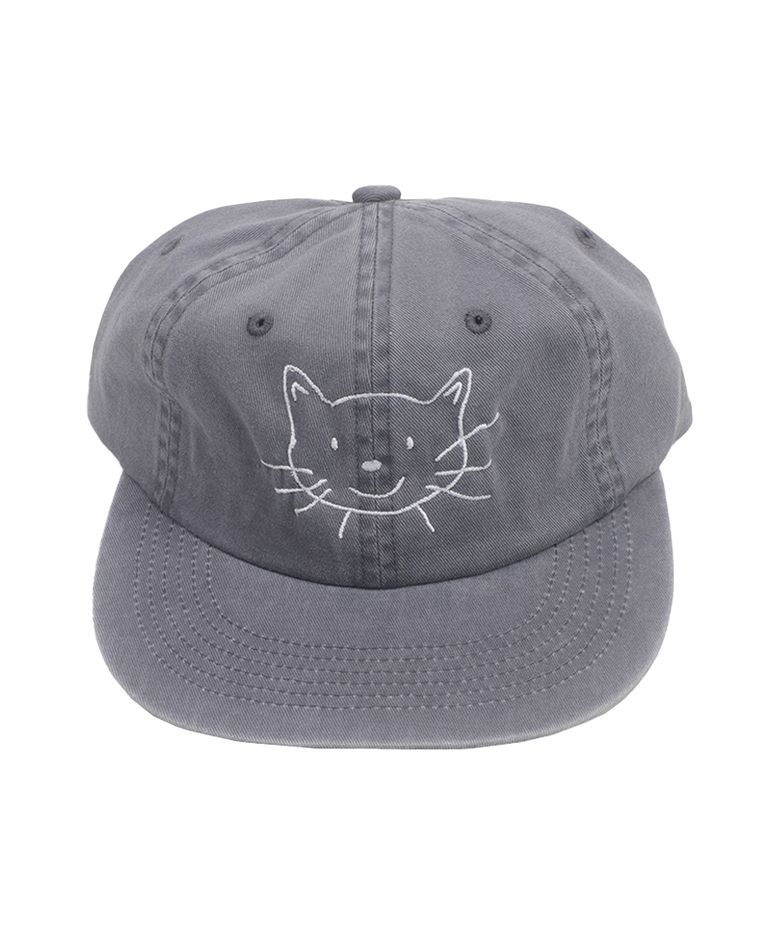 CAT FACE WASHED CAP (GRAY)