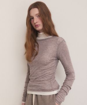 Soft stripe long t shirts - 4color