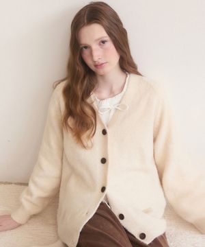 Lambs wool overfit v neck cardigan - 4color