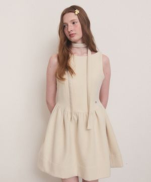 Double flare winter mini dress - ivory