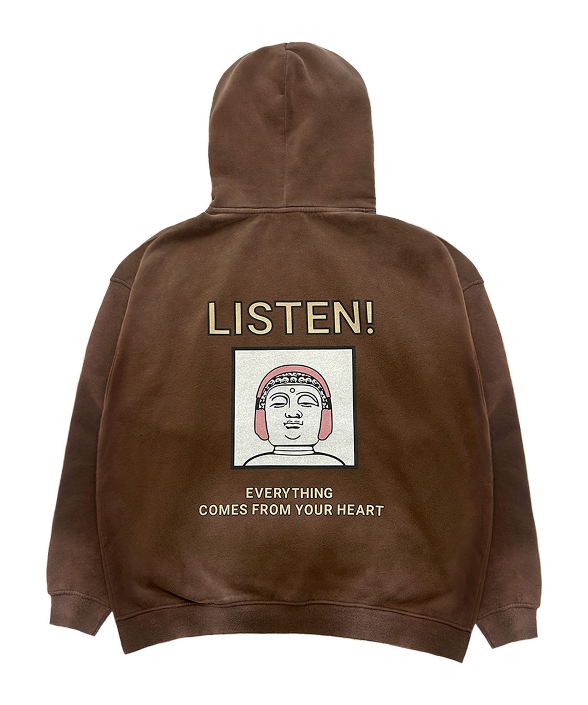 바반투(BHAVANTU) 기모 LISTEN BUDDHA 피그먼트 후드티