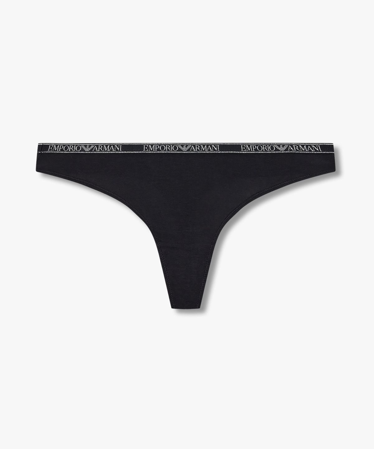 엠포리오 아르마니 언더웨어(EMPORIO ARMANI UNDERWEAR) 여성 메탈릭 로고 밴딩 레이온 티팬티_블랙 0825110536