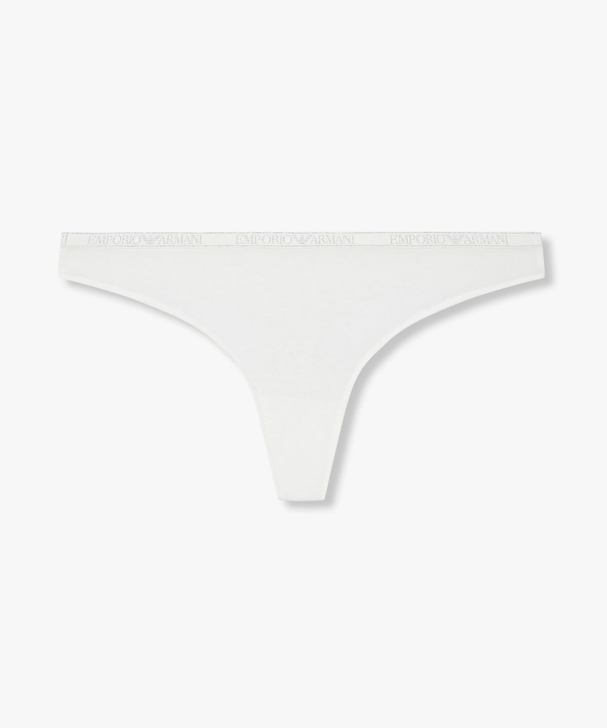 엠포리오 아르마니 언더웨어(EMPORIO ARMANI UNDERWEAR) 여성 메탈릭 로고 밴딩 레이온 티팬티_화이트 0825110534