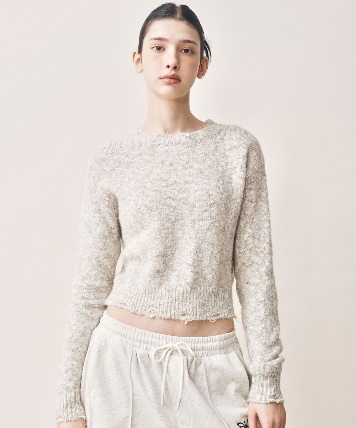 닉앤니콜(NICK&NICOLE) NICOLE BOKASHI DAMAGE KNIT_GRAY