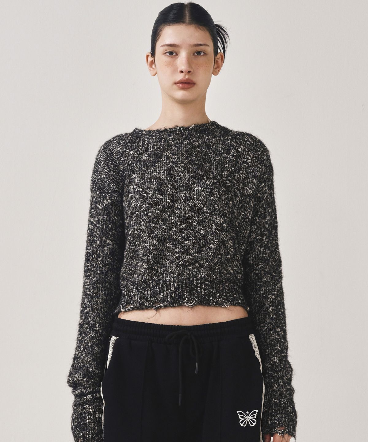 닉앤니콜(NICK&NICOLE) NICOLE BOKASHI DAMAGE KNIT_BLACK