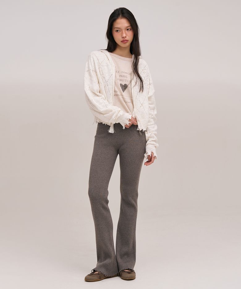 TENDER RIB BOOTS CUT KNIT PANTS - wholegarment (Seine Grey)