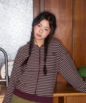 DOUBLE STRIPE HOOD ZIP-UP_PURPLE