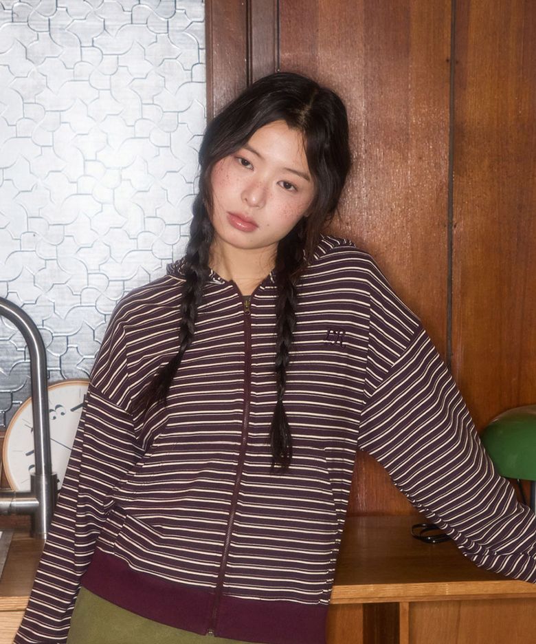 DOUBLE STRIPE HOOD ZIP-UP_PURPLE
