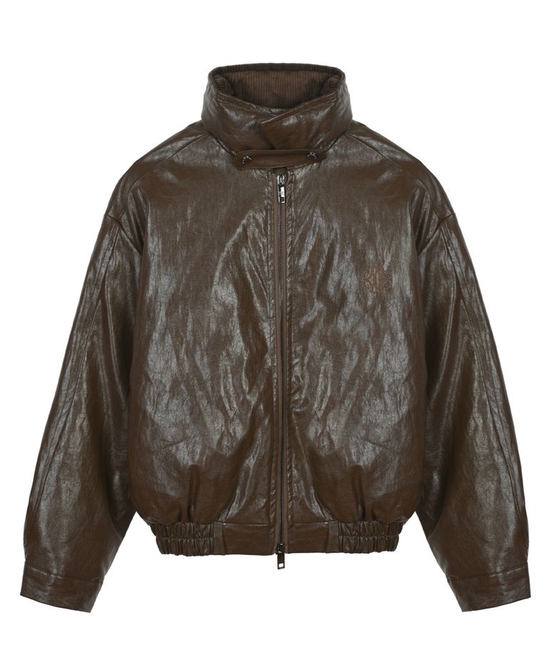 CRINKLE FAUX LEATHER PADDING_BROWN