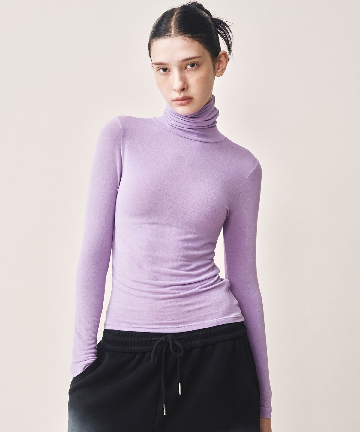 닉앤니콜(NICK&NICOLE) [ESSENTIAL] MINIMAL SLIM TURTLENECK TOP_PURPLE