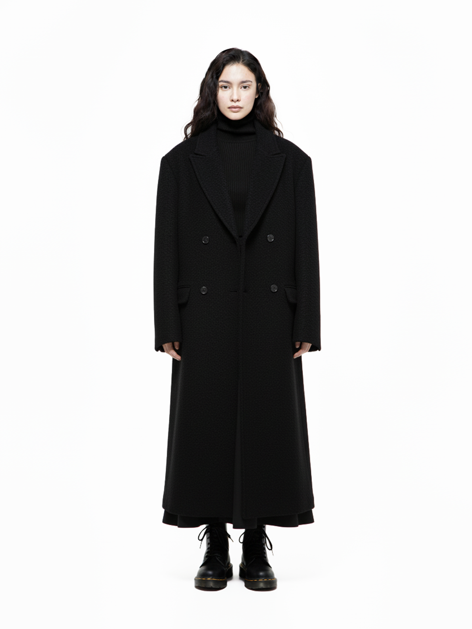 Anna Double Long Coat BLACK source detail 69