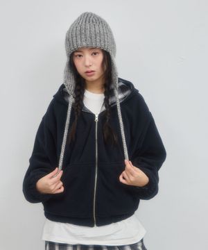 CHECK REVERSIBLE HOOD ZIP-UP_NAVY
