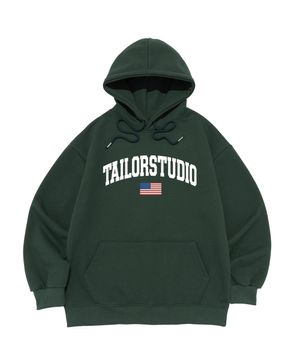 플래그 로고 후드티셔츠 (그린)