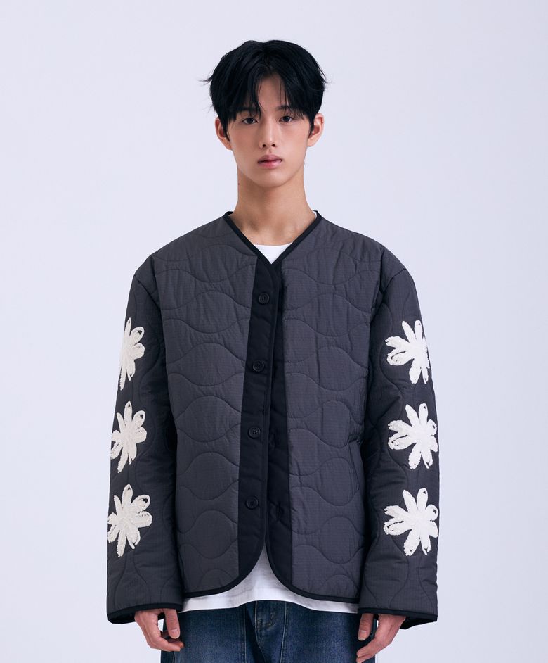데이지 퀼팅 자켓 그레이