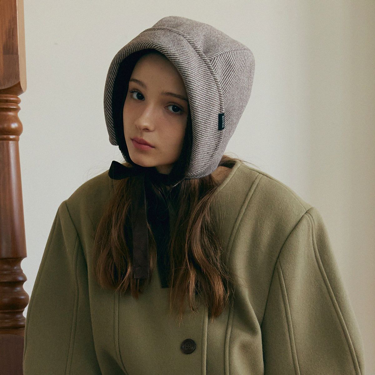 메르헨(MERCHEN) [양면] Herringbone bonnet hat_3color
