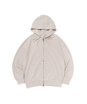BECANVAS PIGMENT DYDE OVERFIT HOOD ZIP-UP (SAND BEIGE)