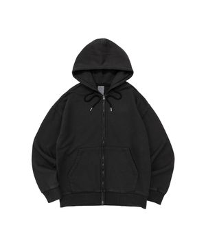BECANVAS PIGMENT DYDE OVERFIT HOOD ZIP-UP (BLACK)