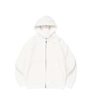 BECANVAS  FLEECE OVERFIT HOOD ZIP-UP (WHITE)