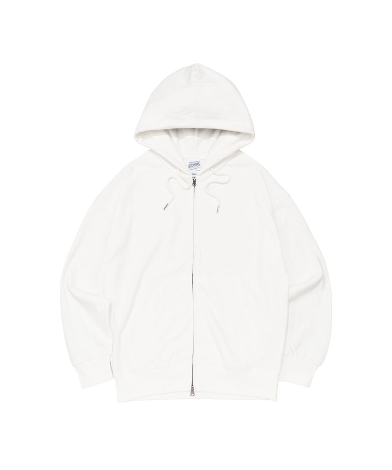 BECANVAS SPECIAL INTERLOCK OVERFIT HOOD ZIP-UP (WHITE)