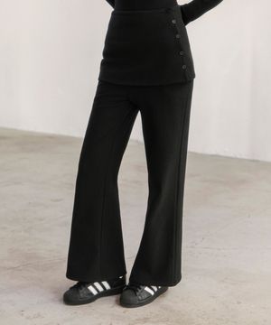 사이드 버튼 레이어드 스커트 부츠컷 팬츠