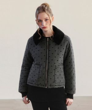 골덴 카라 리본 패딩 점퍼