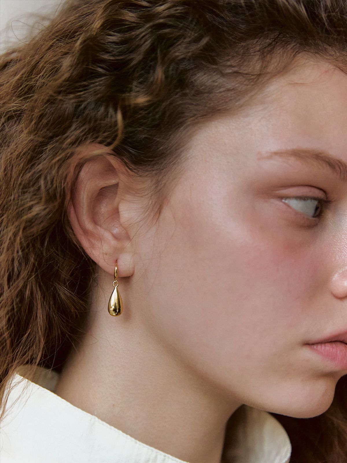 미메시(MIMESI) [925 silver] Rain Drop Earring (gold plated)