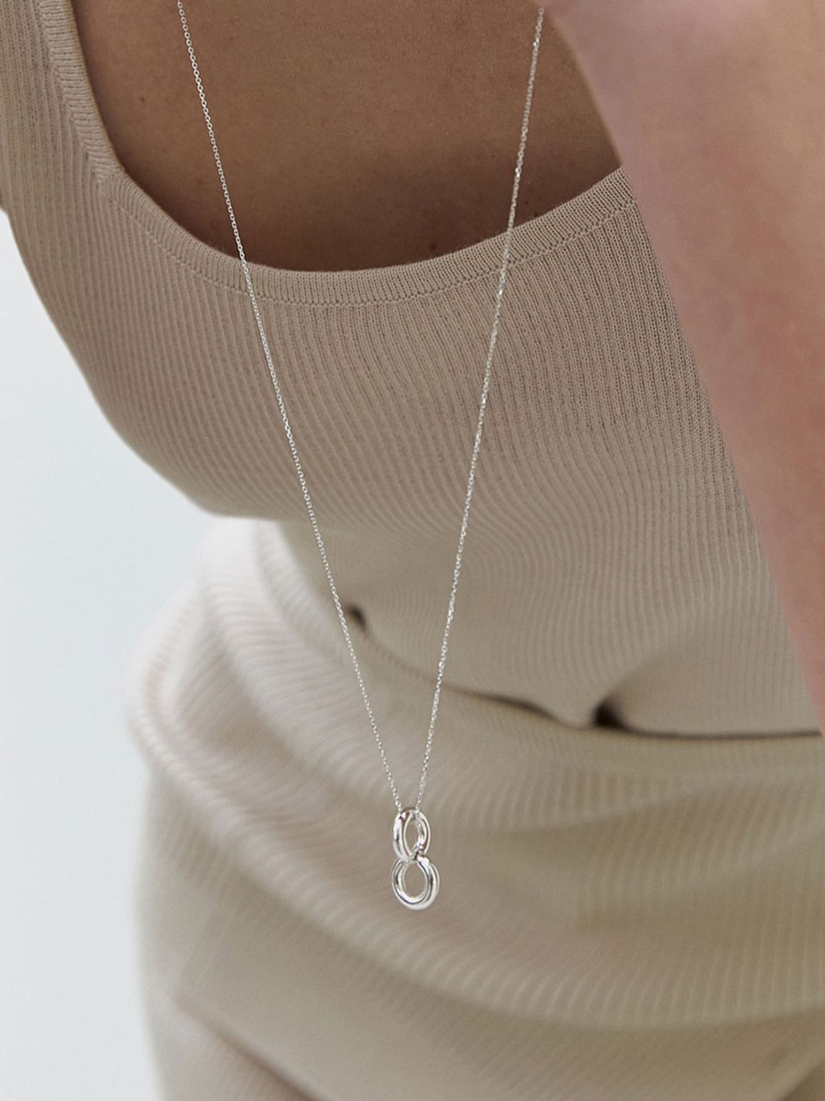 미메시(MIMESI) [925 silver] Twin Ring Long Necklace
