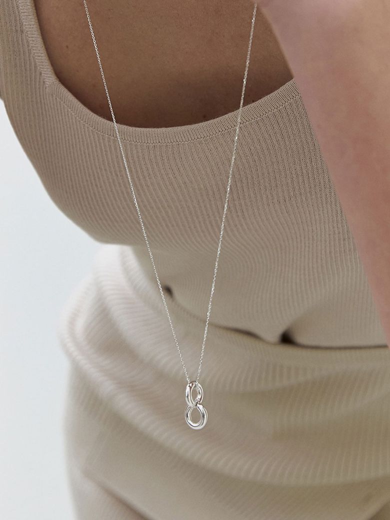 [925 silver] Twin Ring Long Necklace