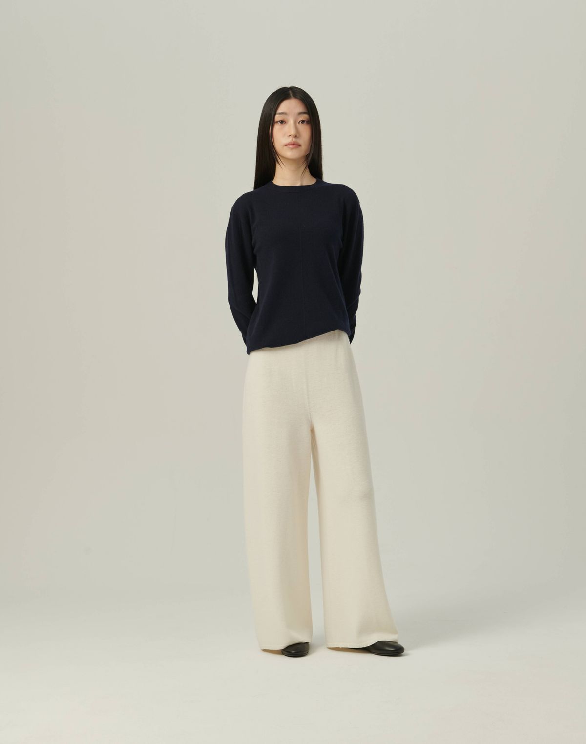 베이스스레드(BASETHREAD) Straight Fit Knit Pants_WHITE
