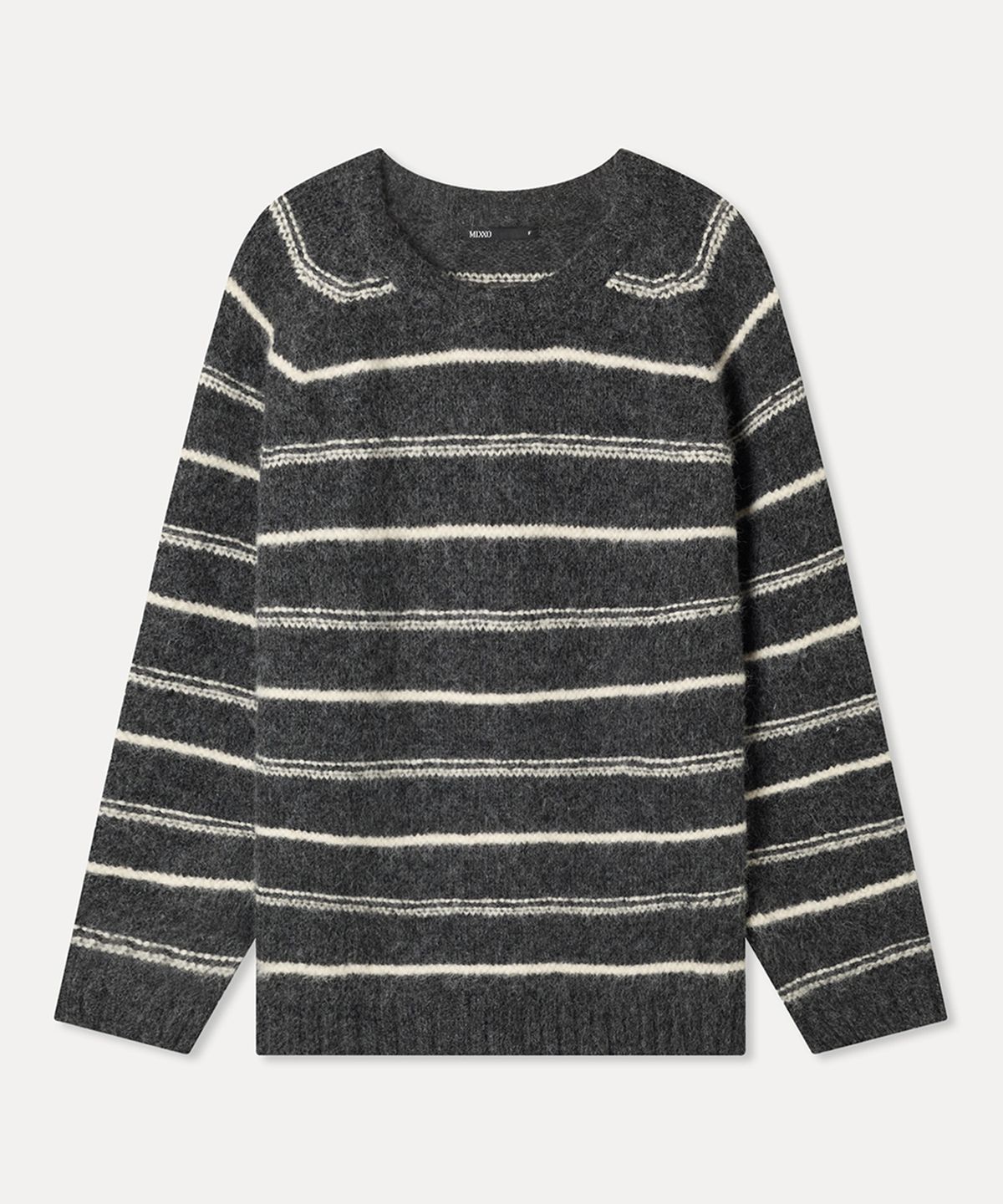 미쏘(MIXXO) 헤어리 오버핏 스트라이프 풀오버 RE KAFV2SSS_MIWKAG15QS