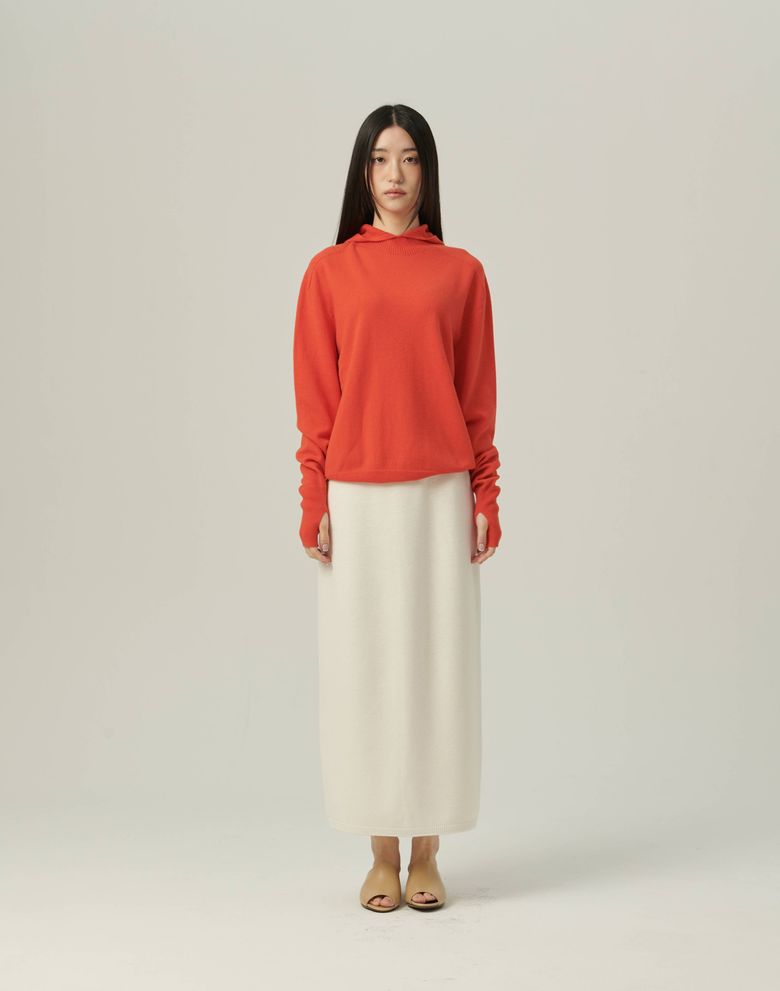 Back Slit H-Line Knit Skirt_WHITE