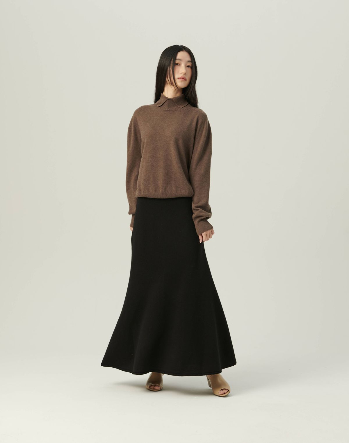 베이스스레드(BASETHREAD) Mermaid Long Knit Skirt_BLACK