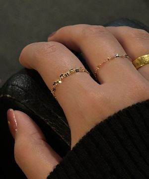 14K 네잎클로버 체인 금 반지