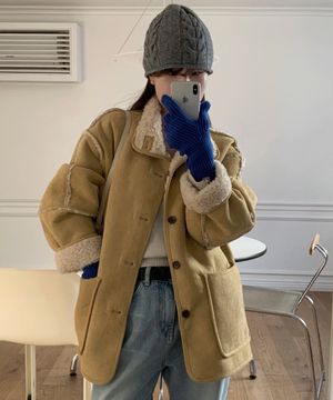 [W]리버서블 스웨이드 무스탕 시어링 점퍼 - 2color