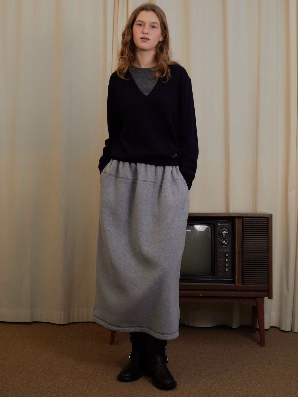 무니쉬(MOONISH) Soft cloud skirt (Gray)