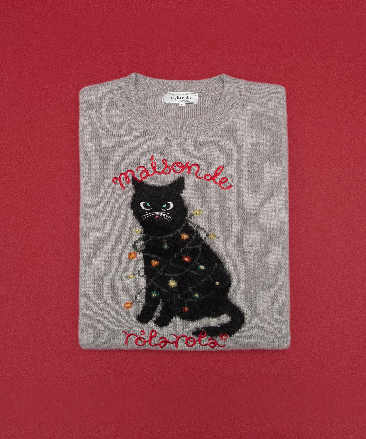 로라로라(ROLAROLA) HOLIDAY ROLA CAT PULLOVER KNIT GRAY