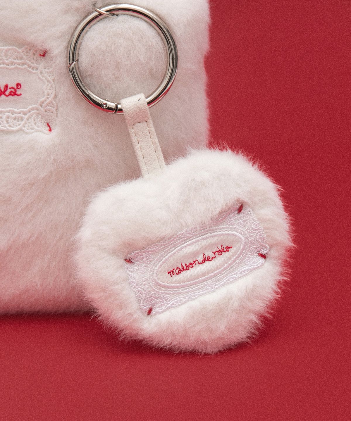 로라로라(ROLAROLA) FUR HEART MIRROR KEYRING WHITE